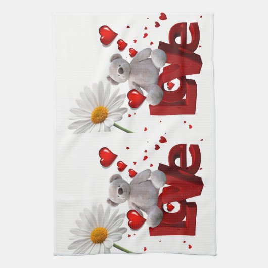 Valentine's Day Kitchen Handtuch, Teddy Bear Geschirrtuch (Vertikal)