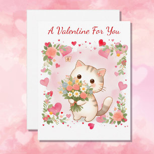Valentine's Day Kitten & Hearts Klassenzimmer Freu Feiertagskarte