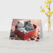Valentine's Day Kittens In a Candy Box Karte (Gelbe Blume)