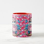 Valentines Day Kitty  Zweifarbige Tasse (Mittel)