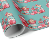 Valentine's Day Latte Cadet Blue Wrapping Paper Geschenkpapier (Rolleneckpunkt)