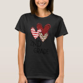 Valentines Day Leopard 2nd Grade Teacher Buffalo P T-Shirt (Vorderseite)