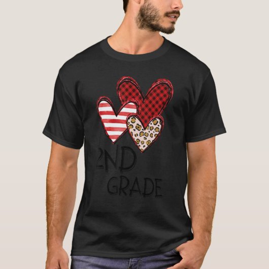 Valentines Day Leopard 2nd Grade Teacher Buffalo P T-Shirt (Vorderseite)