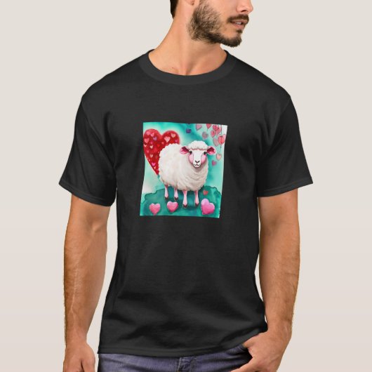 Valentine's Day Liebe Heart Sheep Girlfriend Fianc T-Shirt (Vorderseite)