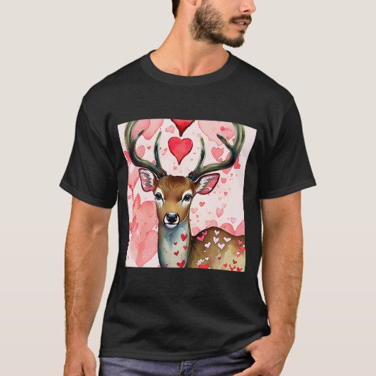 Valentine's Day Liebe Herz Niedliche Hirschfreundi T-Shirt (Vorderseite)