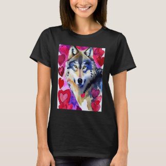 Valentine's Day Liebe Herz Niedlicher Wolf Freundi T-Shirt