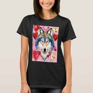 Valentine's Day Liebe Herz Niedlicher Wolf Freundi T-Shirt