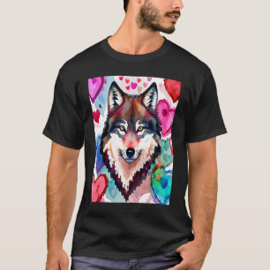 Valentine's Day Liebe Herz Niedlicher Wolf Freundi T-Shirt