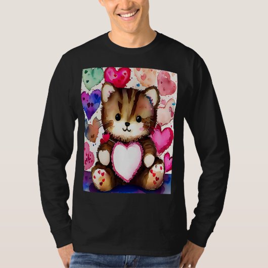 Valentine's Day Liebe Herzstück Katze Teddy Girlfr T-Shirt (Vorderseite)