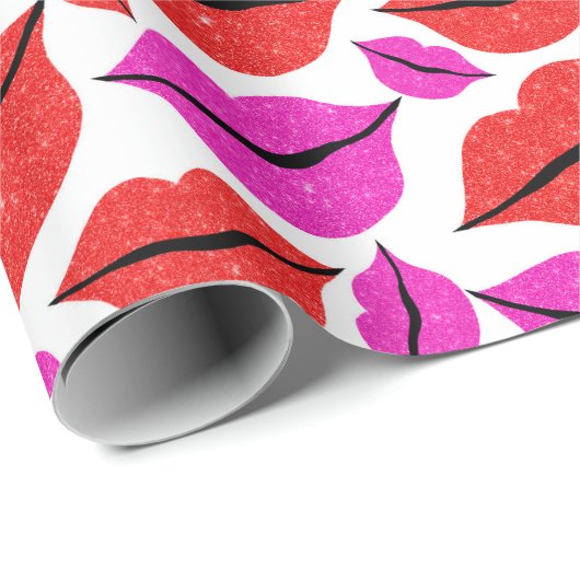 Valentine's Day Lips Muster Geschenkpapier (Rolleneckpunkt)