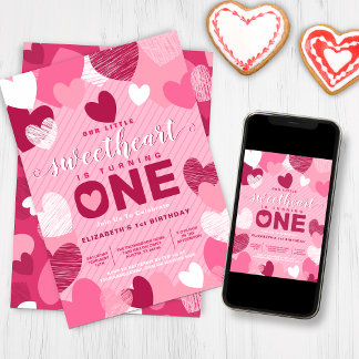 Valentine's Day Little Sweetheart Pink Geburtstag Einladung