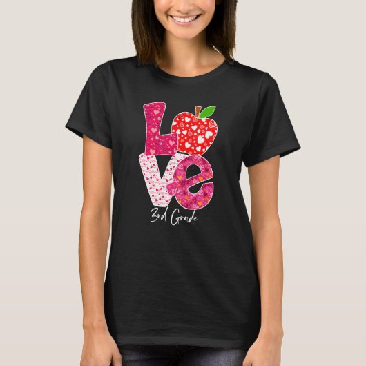 Valentines Day Love 3rd Grade Squad Teacher Kids O T-Shirt (Vorderseite)