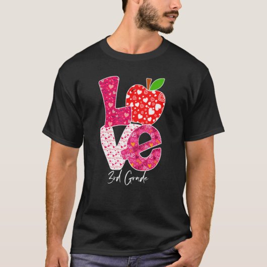 Valentines Day Love 3rd Grade Squad Teacher Kids O T-Shirt (Vorderseite)