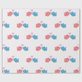 Valentine's Day Love Birds Pattern Wrapping Paper Geschenkpapier (Flach)