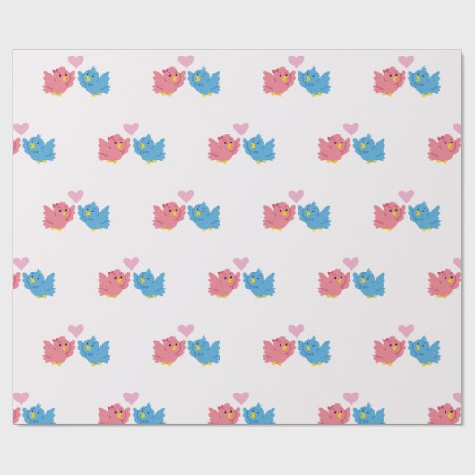 Valentine's Day Love Birds Pattern Wrapping Paper Geschenkpapier (Flach)