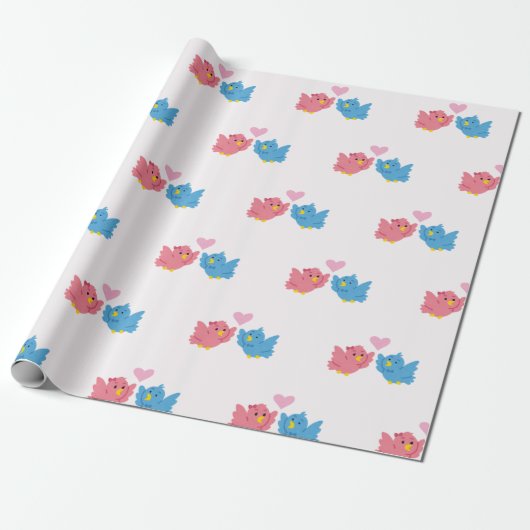 Valentine's Day Love Birds Pattern Wrapping Paper Geschenkpapier (Ungerollt)