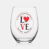 Valentine's Day LOVE Black Red Weinglas Ohne Stiel (Rückseite)