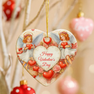 Valentine's Day Love Cherub Angels  Keramik Ornament