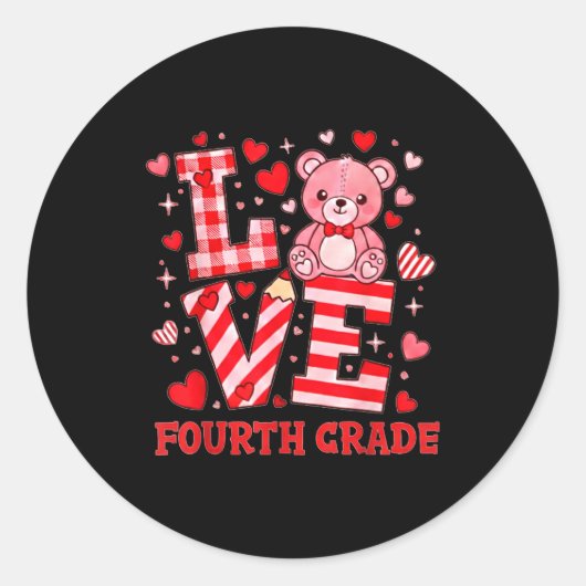 Valentine's Day Love Fourth Grade Teacher  Runder Aufkleber (Vorderseite)