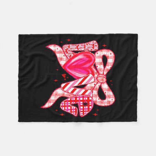 Valentines Day Love Funny Coquette Bow Checkered N Fleecedecke (Vorderseite (Horizontal))