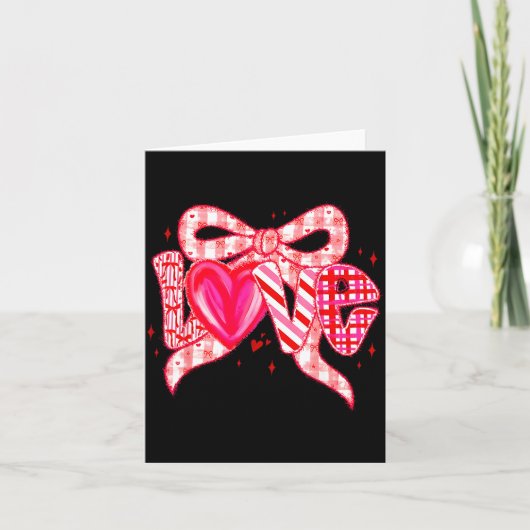 Valentines Day Love Funny Coquette Bow Checkered N Karte (Vorderseite)