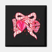 Valentines Day Love Funny Coquette Bow Checkered N Magnet (Vorne)