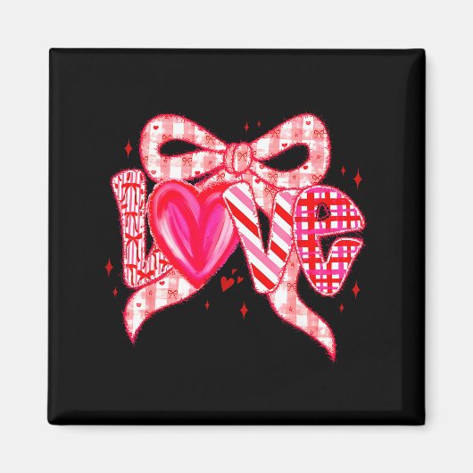 Valentines Day Love Funny Coquette Bow Checkered N Magnet (Vorne)