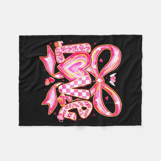 Valentines Day Love Funny Coquette Bow Checkered X Fleecedecke (Vorderseite (Horizontal))