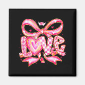 Valentines Day Love Funny Coquette Bow Checkered X Magnet (Vorne)