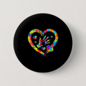 Valentines Day Love Heart Autism Awareness Puzzle Button (Vorderseite)