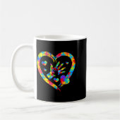 Valentines Day Love Heart Autism Awareness Puzzle  Kaffeetasse (Links)