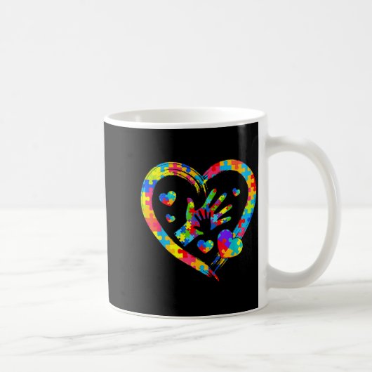 Valentines Day Love Heart Autism Awareness Puzzle Kaffeetasse (Rechts)