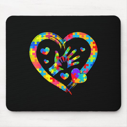 Valentines Day Love Heart Autism Awareness Puzzle  Mousepad (Vorne)