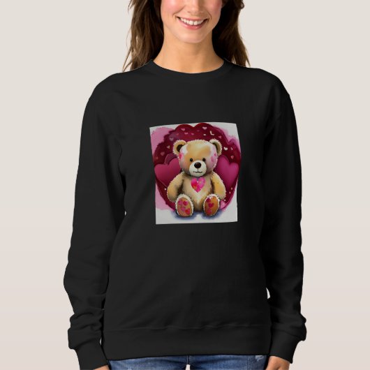 Valentine's Day Love Heart Bear Teddy Girlfriend F Sweatshirt (Vorderseite)