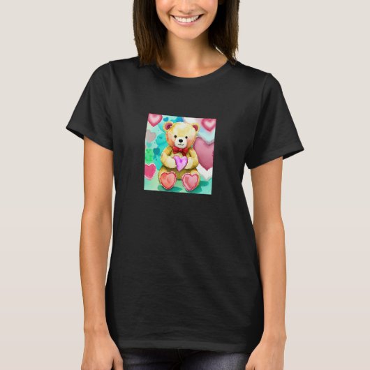 Valentine's Day Love Heart Bear Teddy Girlfriend F T-Shirt (Vorderseite)