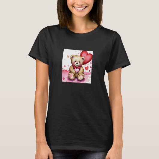 Valentine's Day Love Heart Bear Teddy Girlfriend F T-Shirt (Vorderseite)