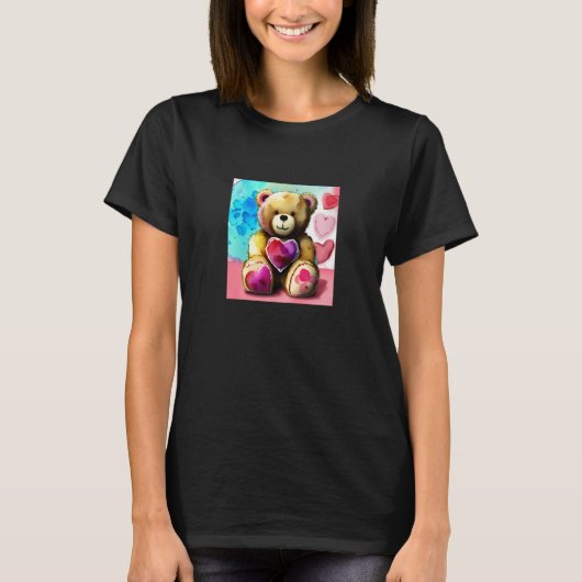Valentine's Day Love Heart Bear Teddy Girlfriend F T-Shirt (Vorderseite)