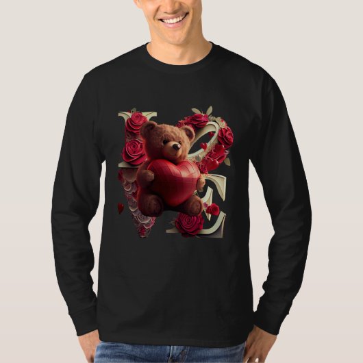 Valentine's Day Love Heart Bear Teddy Girlfriend T-Shirt (Vorderseite)