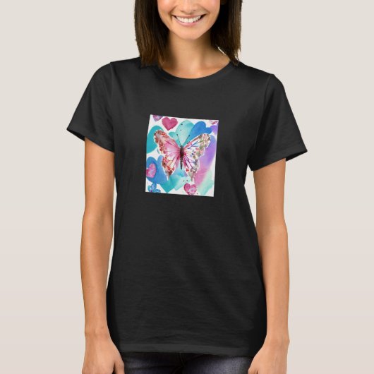 Valentine's Day Love Heart Butterfly Girlfriend Fi T-Shirt (Vorderseite)