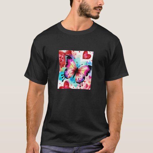 Valentine's Day Love Heart Butterfly Girlfriend Fi T-Shirt (Vorderseite)