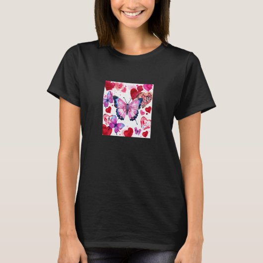 Valentine's Day Love Heart Butterfly Girlfriend Fi T-Shirt (Vorderseite)