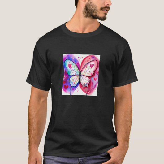Valentine's Day Love Heart Butterfly Girlfriend Fi T-Shirt (Vorderseite)