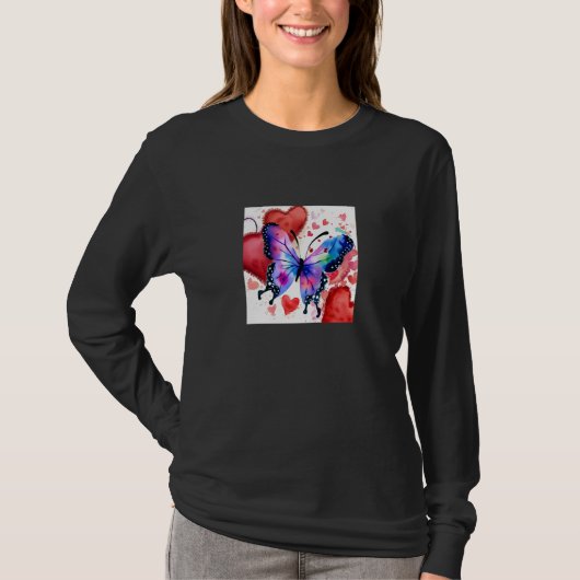 Valentine's Day Love Heart Butterfly Girlfriend Fi T-Shirt (Vorderseite)