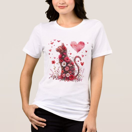 Valentine's Day Love Heart Cat Lover Tri-Blend Shirt (Vorderseite)