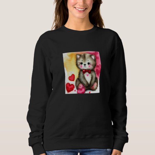 Valentine's Day Love Heart Cat Teddy Girlfriend Fi Sweatshirt (Vorderseite)