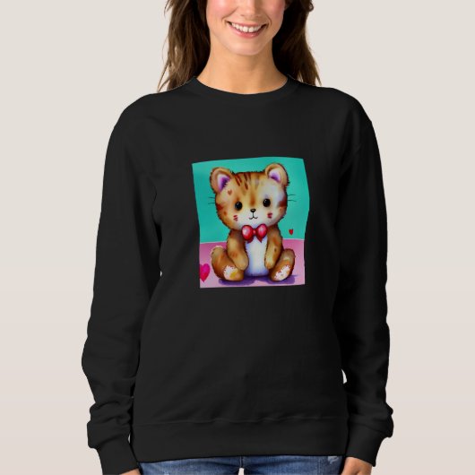Valentine's Day Love Heart Cat Teddy Girlfriend Fi Sweatshirt (Vorderseite)