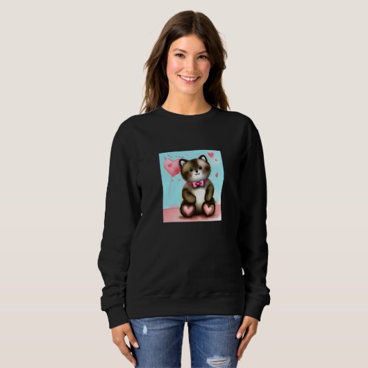 Valentine's Day Love Heart Cat Teddy Girlfriend Fi Sweatshirt (Vorne ganz)