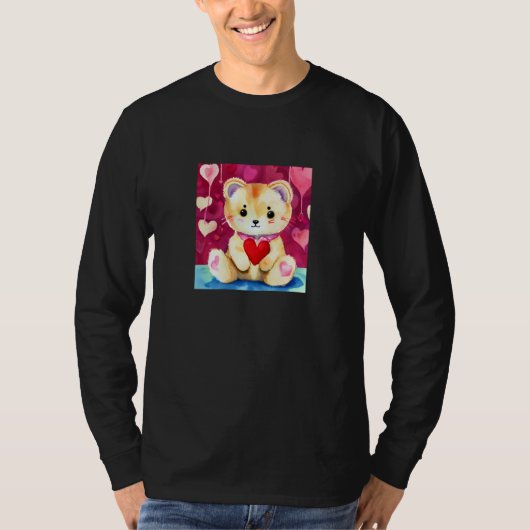 Valentine's Day Love Heart Cat Teddy Girlfriend Fi T-Shirt (Vorderseite)