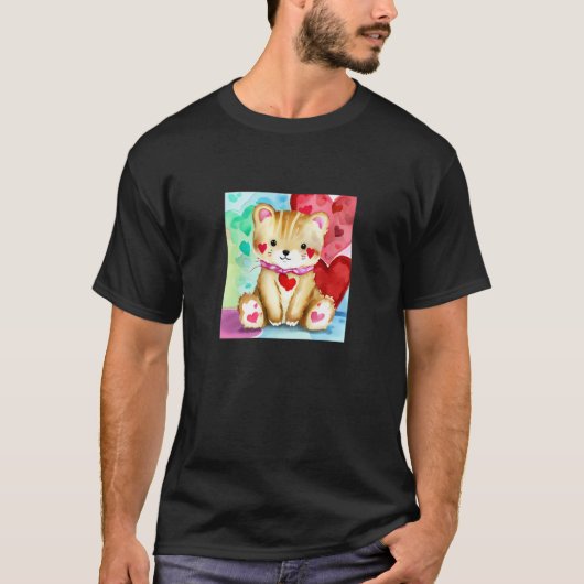 Valentine's Day Love Heart Cat Teddy Girlfriend Fi T-Shirt (Vorderseite)