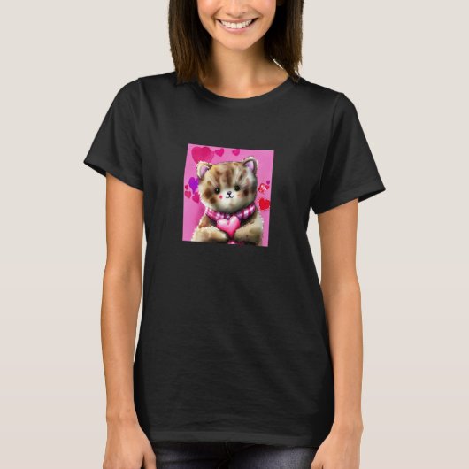 Valentine's Day Love Heart Cat Teddy Girlfriend Fi T-Shirt (Vorderseite)